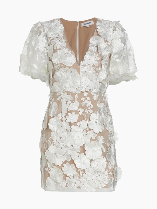 Elliatt Dresses & Skirts - Elliatt Zayla 3D Floral Mini Dress in White